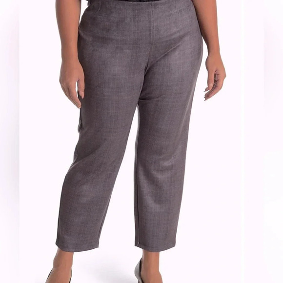 T Tahar plaid faux suede pants women plus size tummy control size 1X - Picture 1 of 17
